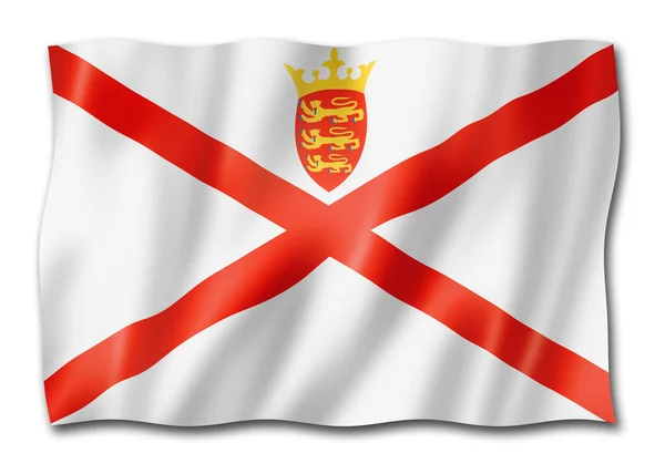Bandera Isla Jersey Reino Unido Ondeando Colección Banners Ilustración —  Fotos de Stock