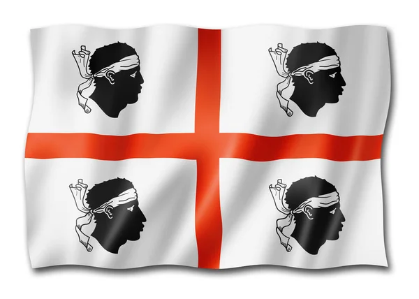Sardinia region flag, Italy waving banner collection. 3D illustration