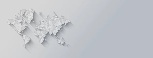 Világ Térképe Sokszögből Készült Illusztráció Elszigetelt Fehér Háttérrel Vízszintes Transzparens — Stock Fotó