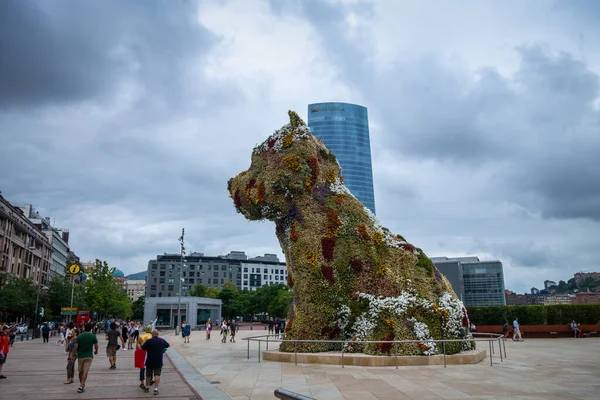Bilbao España Julio 2022 Puppy Jeff Koons Frente Museo Guggenheim — Foto de Stock