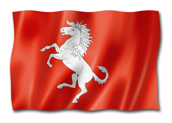 Flaga Hrabstwa Kent Wielka Brytania Wymachująca Kolekcją Banerów Ilustracja — Zdjęcie stockowe