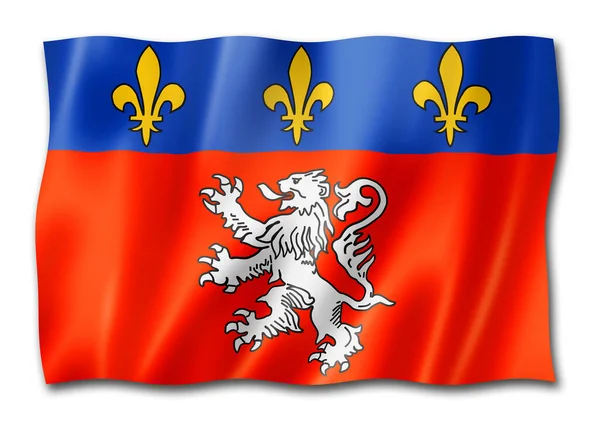 リヨン市旗 フランスのバナーコレクションを振って 3Dイラスト — ストック写真