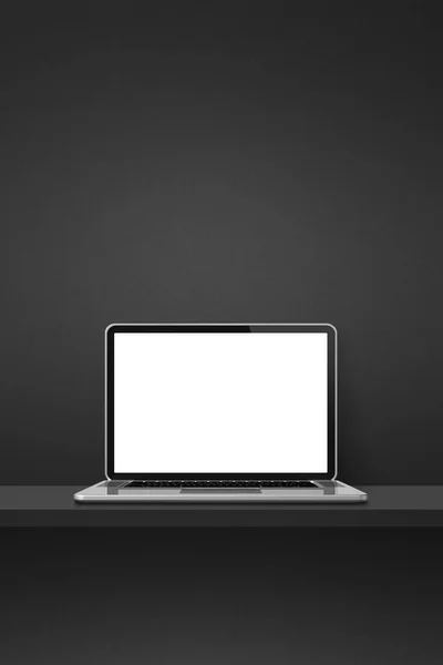 Laptop Bilgisayarı Siyah Rafta Dikey Arkaplan Görüntü — Stok fotoğraf