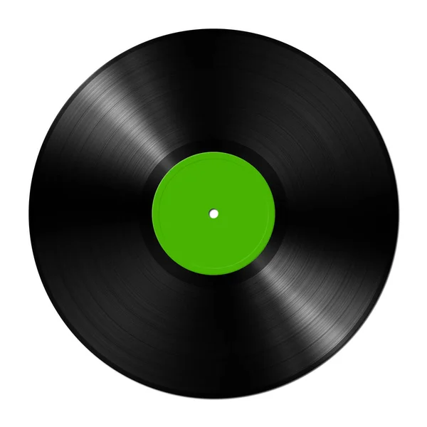緑色のビニールレコードは 白い背景に隔離された 3Dイラスト — ストック写真