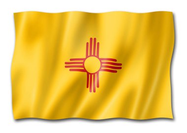 New Mexico flag, united states waving banner collection. 3D illustration