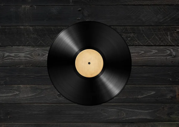 Vinyl Record Isolated Black Wood Background Illustration — Stock Photo, Image