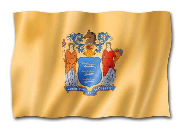 Flaga New Jersey Stany Zjednoczone Machające Sztandarami Ilustracja — Zdjęcie stockowe