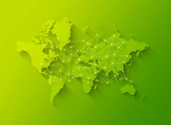 Weltkarte Und Digitale Netzabbildung Isoliert Auf Grünem Hintergrund — Stockfoto