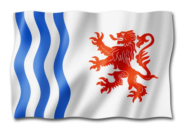 Nouvelle-Aquitaine Region flag, France waving banner collection. 3D illustration
