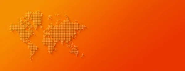 Egy Világtérkép Illusztrációja Narancssárga Alapon Izolált Pontokból Vízszintes Transzparens — Stock Fotó