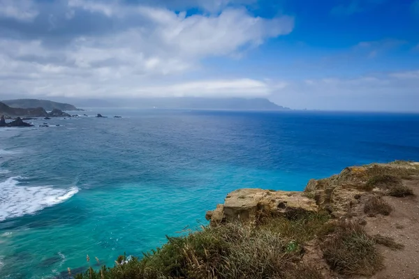 Γκρεμοί Ortigueira Και Θέα Στον Ατλαντικό Ωκεανό Γαλικία Ισπανία Ορόσημο — Φωτογραφία Αρχείου