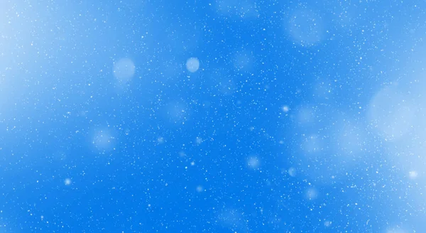 青い背景に雪のフレーク粒子 クリスマス ブランクグリーティングカード — ストック写真