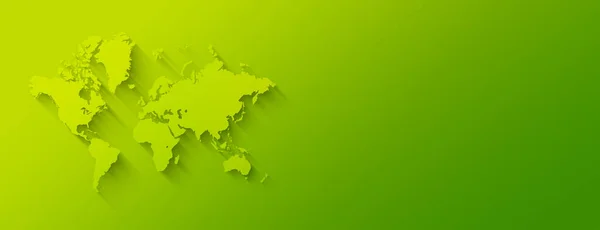 Ilustración Del Mapa Mundial Aislada Sobre Fondo Verde Banner Horizontal —  Fotos de Stock