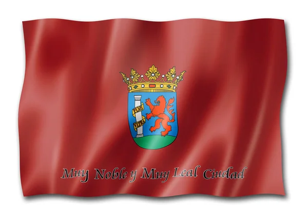 巴达荷斯省旗帜飘扬 西班牙国旗飘扬 3D插图 — 图库照片