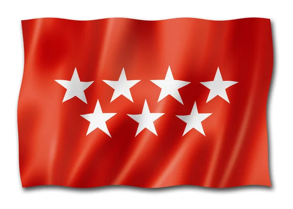 Madrid Tartomány Zászló Spanyolország Lengő Banner Gyűjtemény Illusztráció — Stock Fotó