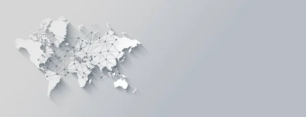 Weltkarte Und Digitale Netzabbildung Isoliert Auf Weißem Hintergrund Horizontales Banner — Stockfoto