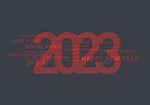 Gelukkig Nieuwjaar 2023 Kaart Uit Wereld Verschillende Talen Rode Grijze — Stockfoto