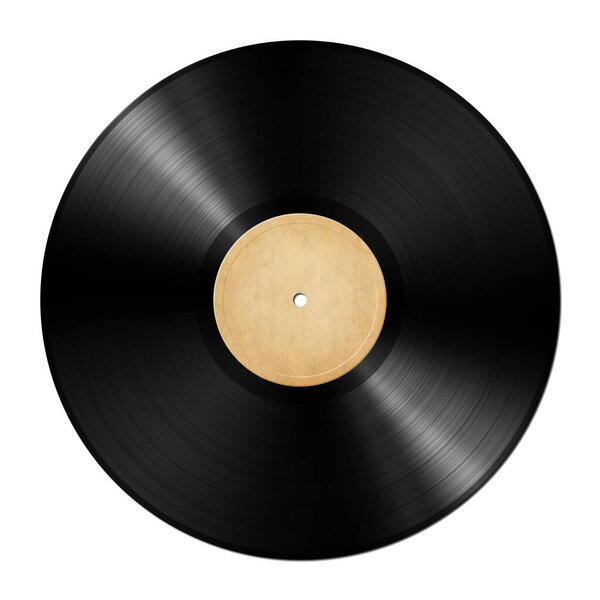 Old vintage vinyl record isolated on white background. 3D illustration