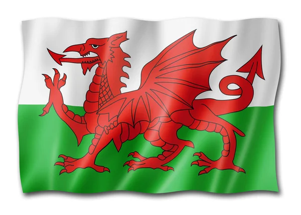 Wales Flag Velká Británie Mává Transparentní Sbírkou Ilustrace — Stock fotografie