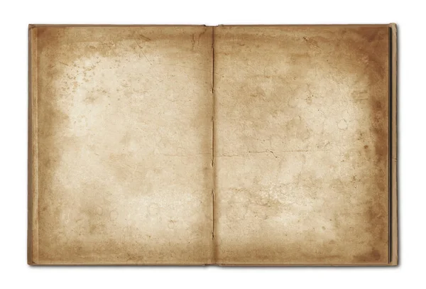 Velho Grunge Aberto Notebook Isolado Branco — Fotografia de Stock