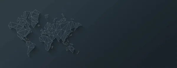 Світова Карта Складається Багатокутників Ілюстрація Ізольована Чорному Тлі Горизонтальний Банер — стокове фото