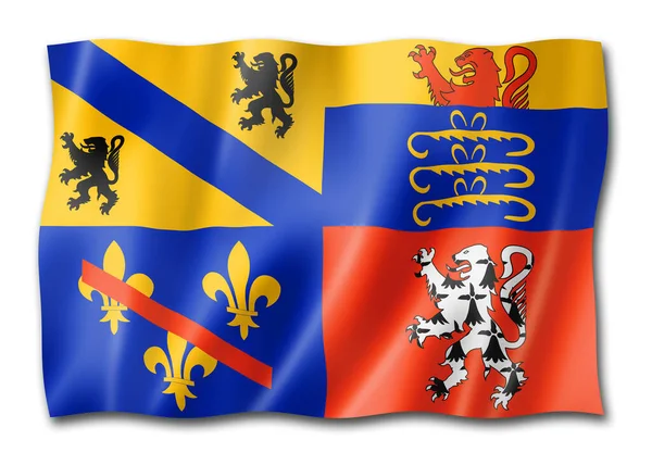 アイン郡旗 フランスのバナーコレクションを振って 3Dイラスト — ストック写真