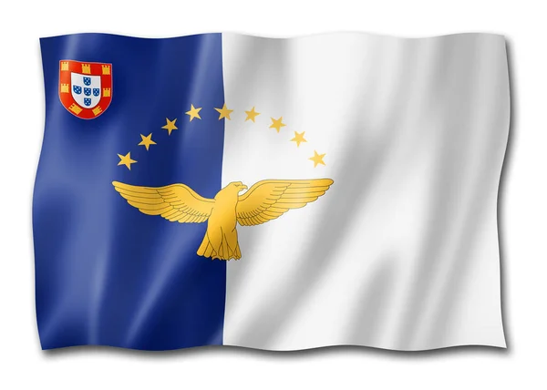 Bandeira Arquipélago Dos Açores Portugal Agitando Coleção Banners Ilustração — Fotografia de Stock