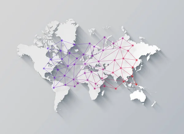 Weltkarte Und Digitale Netzabbildung Isoliert Auf Weißem Hintergrund — Stockfoto