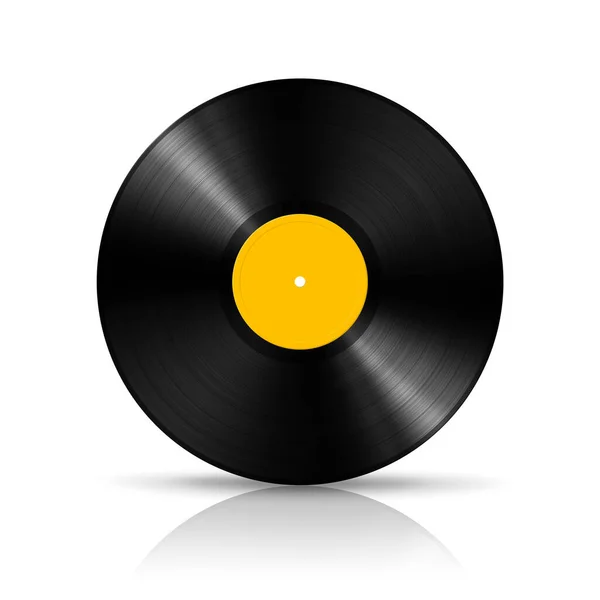 Žlutý Vinylový Záznam Izolovaný Bílém Pozadí Ilustrace — Stock fotografie