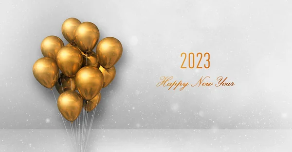 新年快乐贺卡 空白复本 白色背景的金气球 — 图库照片