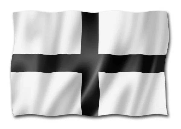 Флаг Бретани Франция Размахивает Баннерами Иллюстрация — стоковое фото