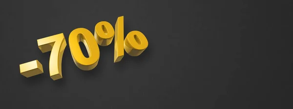 Discount Offer Sale Illustration Isolated Black Horizontal Banner Gold Number — Stock Photo, Image