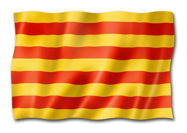 西班牙西耶拉加泰罗尼亚旗 3D插图 — 图库照片