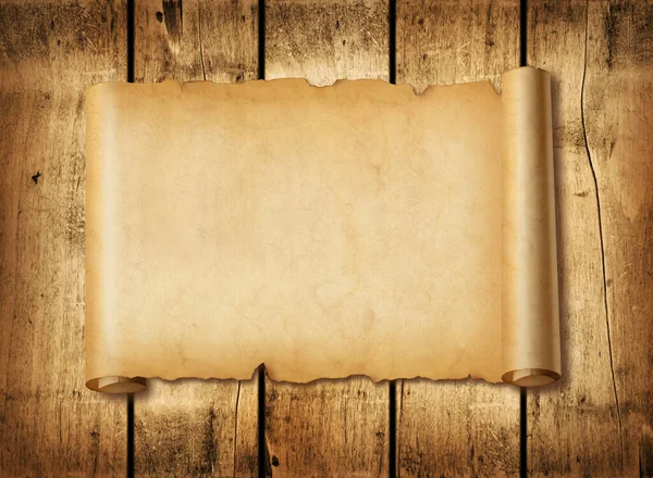 Vecchio Foglio Carta Medievale Pergamena Orizzontale Scorrere Uno Sfondo Bordo — Foto Stock