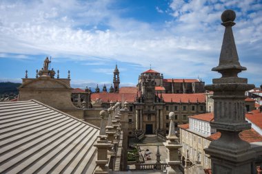 Santiago de Compostela Katedrali, Galiçya, İspanya. Çatıdan bak.