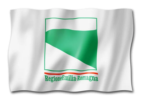 艾米莉娅 罗玛娜地区旗帜飘扬 意大利飘扬国旗收藏 3D插图 — 图库照片