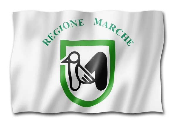 Regione Marche Bandiera Italia Sventola Bandiera Collezione Illustrazione — Foto Stock