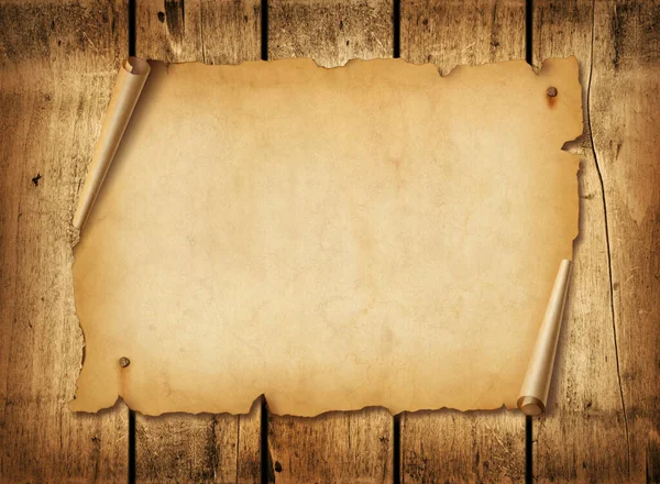 Old Mediaeval Paper Sheet Horizontal Parchment Scroll Wood Board Background — Fotografia de Stock