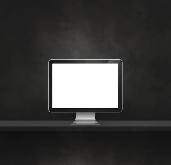Bilgisayar Bilgisayarı Siyah Duvar Raf Arkaplanı Görüntü — Stok fotoğraf
