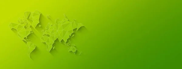 多角形でできた世界地図の形 緑の背景に隔離された3Dイラスト — ストック写真