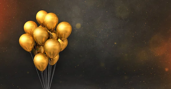 Fundo Cartão Saudação Com Balões Ouro Isolados Fundo Preto — Fotografia de Stock