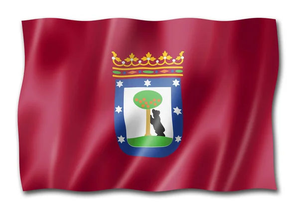 Madrid Melambaikan Bendera Kota Spanyol Ilustrasi — Stok Foto
