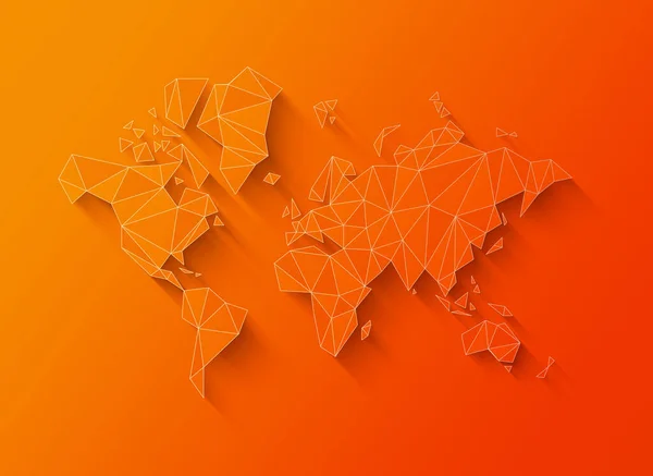 Carte Monde Polygones Illustration Isolée Sur Fond Orange — Photo