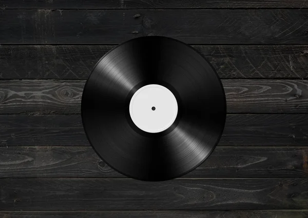 Vinyl Record Isolated Black Wood Background Illustration — Stock Photo, Image