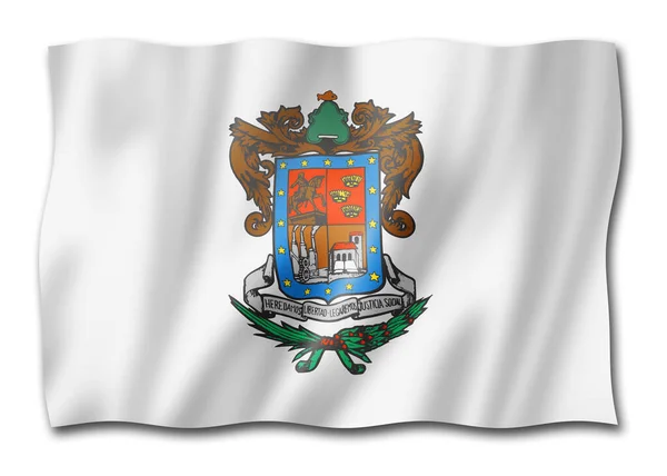 Die Flagge Des Bundesstaates Michoacan Mexiko Schwenkt Fahnen Illustration — Stockfoto