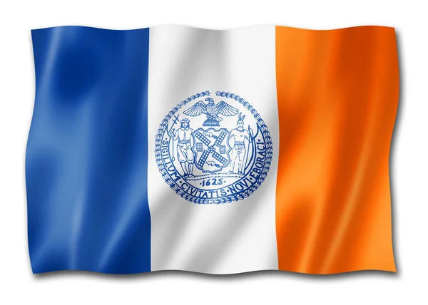 New York City Flag United States Waving Banner Collection Illustration — Stok fotoğraf