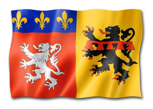 Rhone County Flag France Waving Banner Collection Illustration — Stock Photo, Image