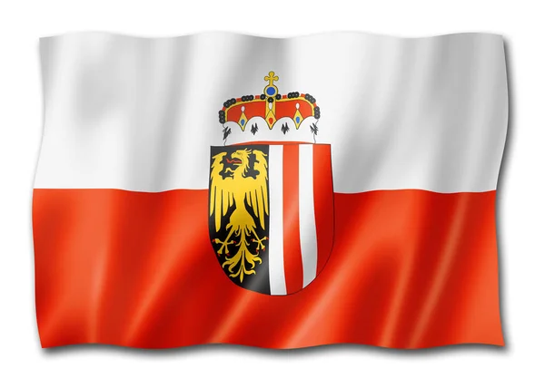 Oberösterreich Land Flagga Österrike Viftande Banner Samling Illustration — Stockfoto