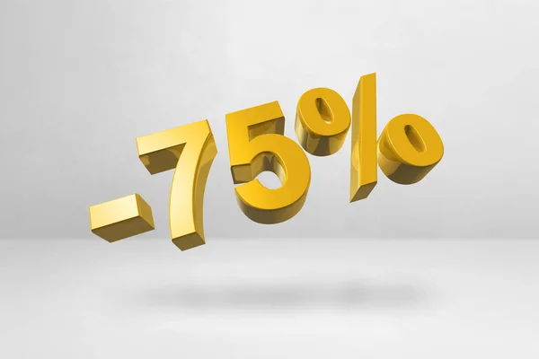 打折75 提供销售 在白色上孤立的3D插图 促销价率 黄金号码 — 图库照片