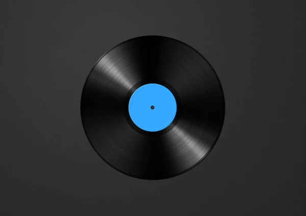 Blue Vinyl Record Isolated Black Background Illustration — Stok fotoğraf